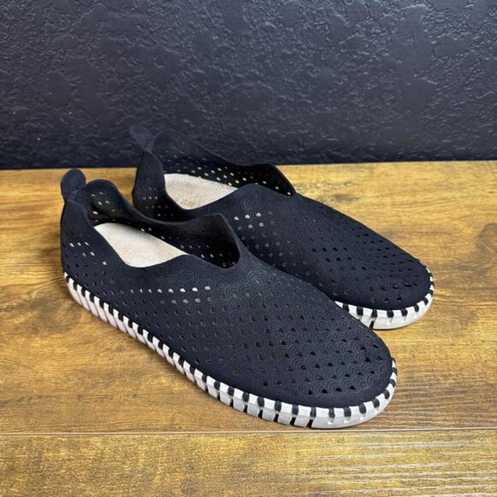 Ilse Jacobsen Tulip 139 Black Microfiber Slip-On‎ Loafers Womens 39
